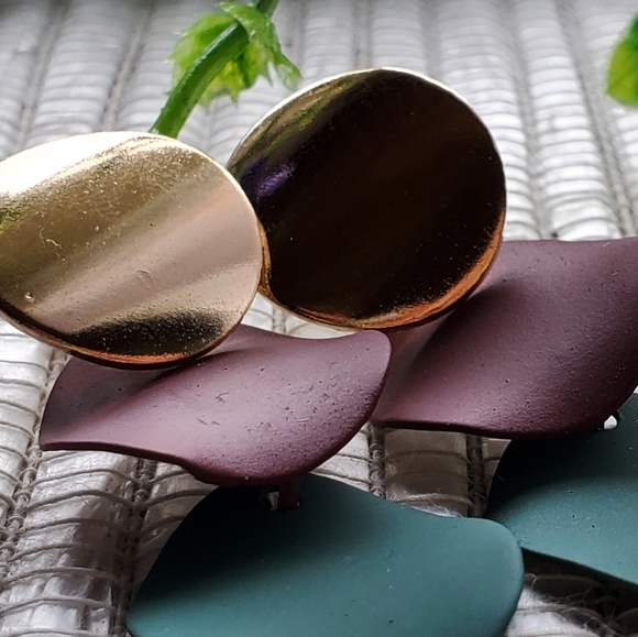 Fashion Bohemian Round Drop Metal Earrings purp/gn - Picture 5 of 14